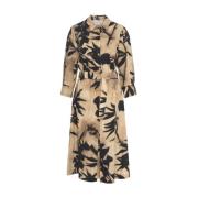 Beige Maxi Jurk met Bloemenpatroon Kaos , Multicolor , Dames