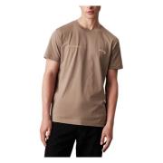 Beige Katoenen T-shirt, Korte Mouw Calvin Klein Jeans , Beige , Heren