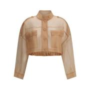 Stijlvolle Cropped Jacket Pinko , Beige , Dames