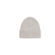 Chunky Ribbed Wool Cashmere Beanie met Logo Calvin Klein , Gray , Dame...