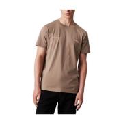 Beige Katoenen T-Shirt met Korte Mouwen Calvin Klein Jeans , Beige , H...