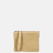 Bear Design crossbody tas rits dubbelvak suede biscuit