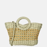 Flora & Co handtas riet light green