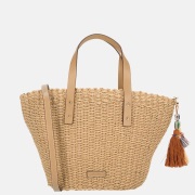 Laurent David Leo handtas M raffia taupe