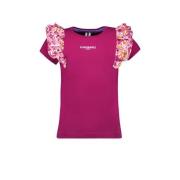 B.Nosy T-shirt B.Adorable met tekst en ruches fuchsia/wit Roze Meisjes...