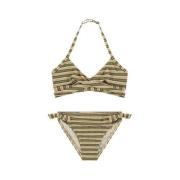 Beachlife triangel bikini bruin/groen/wit Meisjes Polyamide Streep - 1...