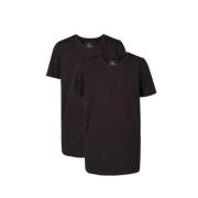 WE Fashion T-shirt - set van 2 zwart Jongens Katoen V-hals Effen - 92