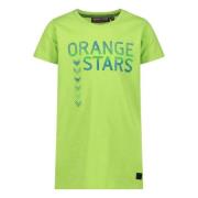 Orange Stars T-shirt met printopdruk limegroen Jongens Stretchkatoen R...
