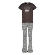Koko Noko pyjama met printopdruk grijs/zwart/wit Meisjes Stretchdenim ...