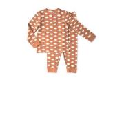 Little Label pyjama met all over print bruin/wit Jongens Stretchkatoen...