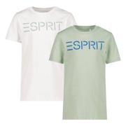 ESPRIT T-shirt met logo groen Jongens Katoen Ronde hals Logo - 128