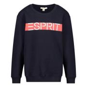 ESPRIT sweater met logo donkerblauw Logo - 128 | Sweater van ESPRIT