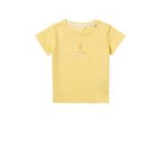 Noppies baby T-shirt Nanuet van biologisch katoen geel Tekst - 50