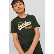 JACK & JONES JUNIOR T-shirt JJELOGO van biologisch katoen donkergroen ...