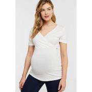 LOVE2WAIT zwangerschaps- en voedingstop wit T-shirt Dames Tencel V-hal...