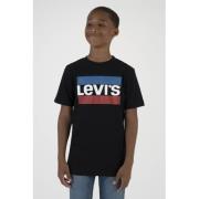 Levi's Kids T-shirt met logo zwart/rood/blauw Jongens Katoen Ronde hal...