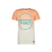 Vingino T-shirt Hollis met printopdruk oranje/wit Jongens Katoen Ronde...