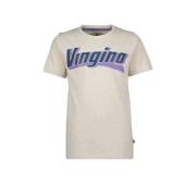 Vingino T-shirt Hachiro met logo lichtgrijs melange/blauw Jongens Kato...