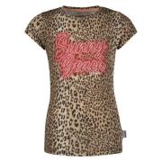 Vingino T-shirt Halexi met panterprint bruin/roze Meisjes Stretchkatoe...