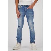 Vingino skinny jeans Anzio met slijtage cruziale blue Blauw Jongens St...