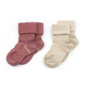 KipKep bio-katoen blijf-sokken 0-12 maanden - set van 2 Dusty Clay Roz...