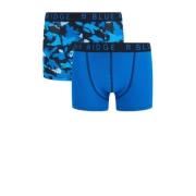 WE Fashion Blue Ridge boxershort - set van 2 blauw/donkerblauw Jongens...