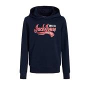 JACK & JONES JUNIOR hoodie JJELOGO met tekst donkerblauw/rood Sweater ...