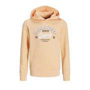 JACK & JONES JUNIOR hoodie met tekst lichtoranje Sweater Tekst - 116