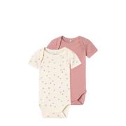 NAME IT BABY romper NBFBODY - set van 2 roze/ofwhite Meisjes Biologisc...