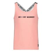 Me & My Monkey singlet met logo lichtroze Meisjes Stretchkatoen Ronde ...