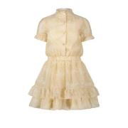 Le Chic jurk SWAYL met all over print bruin Meisjes Polyester Opstaand...