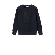 NAME IT KIDS sweater NKMTOMANSE LS SWEAT BRU met logo zwart Logo - 116