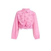 Shoeby blouse met all over print roze Meisjes Katoen Klassieke kraag A...
