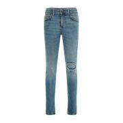 WE Fashion Blue Ridge slim fit jeans destroyed denim Blauw Jongens Str...
