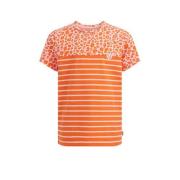 WE Fashion gestreept T-shirt oranje Meisjes Stretchkatoen Ronde hals S...
