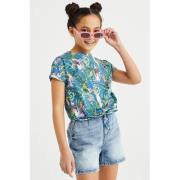 WE Fashion T-shirt met all over print blauw Meisjes Biologisch katoen ...