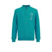 WE Fashion sweater met printopdruk blauwgroen Printopdruk - 110/116