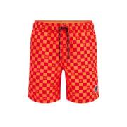 WE Fashion zwemshort oranje/rood Jongens Gerecycled polyester Ruit - 9...