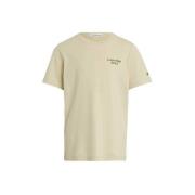 Calvin Klein T-shirt beige Jongens Katoen Ronde hals Effen - 152