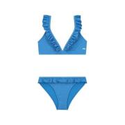 Shiwi triangel bikini Bella met lurex en ruches blauw Meisjes Polyamid...