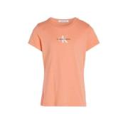 Calvin Klein T-shirt met logo lichtoranje Meisjes Katoen Ronde hals Lo...