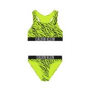 Calvin Klein crop bikini geel/zwart Meisjes Polyamide Zebraprint - 128...