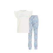 WE Fashion pyjama wit/blauw Meisjes Katoen Ronde hals Paisley - 110/11...