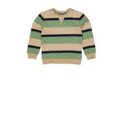 Quapi gestreepte sweater beige/groen/donkerblauw Jongens Katoen Ronde ...