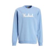 Woolrich sweater met tekst lichtblauw Tekst - 152 | Sweater van Woolri...