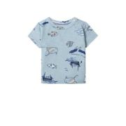 Noppies baby T-shirt met all over print blauw Jongens Biologisch katoe...