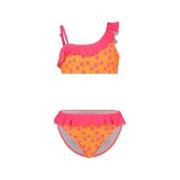 Just Beach crop bikini met ruches oranje/roze Meisjes Polyester Bloeme...