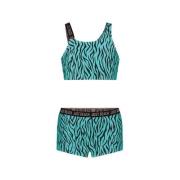 Just Beach crop bikini turquoise/zwart Blauw Meisjes Gerecycled polyes...