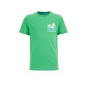 WE Fashion T-shirt met backprint groen Jongens Katoen Ronde hals Backp...