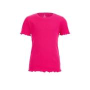 WE Fashion ribgebreid T-shirt intense pink Roze Meisjes Katoen Ronde h...